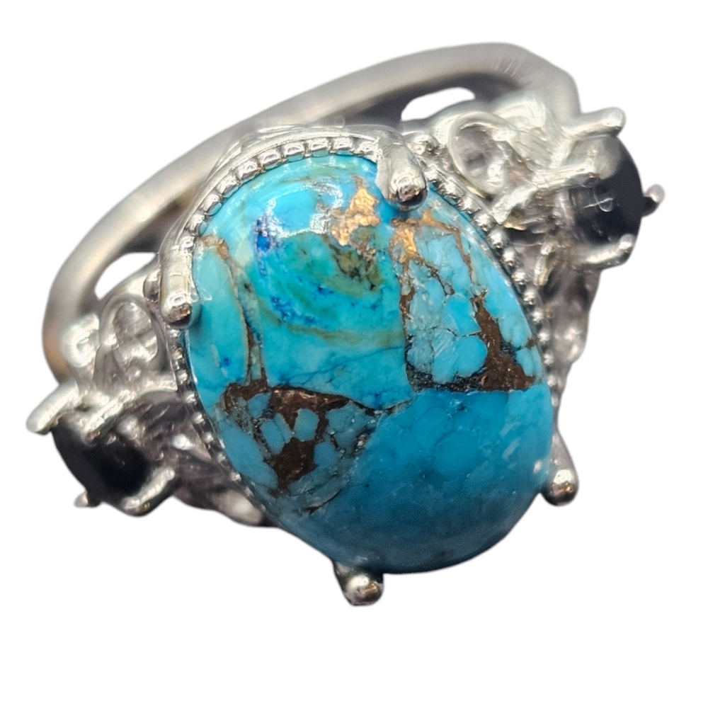 Turquoise and Shungite Ring